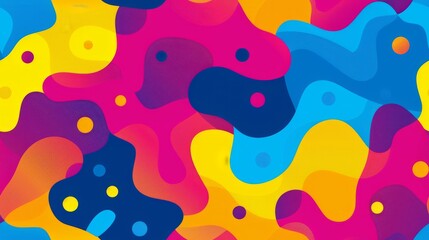 Poster -  A diverse, multi-colored mosaic of speckles adorns a vibrant amalgamation of blue, yellow, pink, orange, and red tones