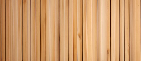 Poster - A close up of a hardwood wall with vertical lines showcasing a warm brown wood stain. The pattern of the wood flooring adds depth and texture to the space