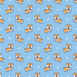Cute shiba inu dog jumping with bone cartoon seamless pattern, vector illustration