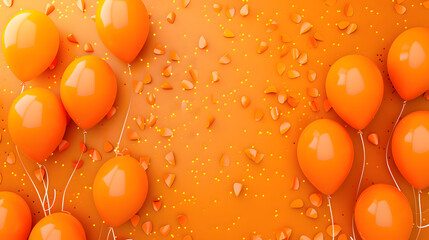 Wall Mural - Orange balloons composition background - Celebration design banner