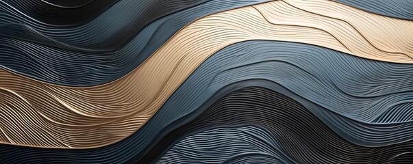 Wall Mural - abstract background of metal texture surface, swirl ripple gold metal sheet layers, new and shiny reflective surface, Generative