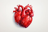 Fototapeta Miasto - anatomical illustration of a human heart, isolated against a white background