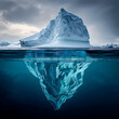 An Iceberg showing the majority of it is under the ocean