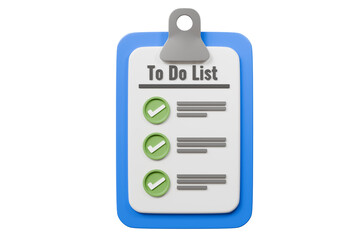 Aufkleber - 3d To do list paper sheet with checkmark icon concept. All tasks are completed. Planning sign design. Paper sheets with check mark. Minimal cartoon isolated on purple background. 3d rendering.