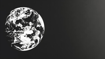 black and white illustration of a planet