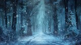 Fototapeta Uliczki - illustration of a beautiful winter christmas snowy forest background