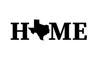 Wall Mural - Home Texas lettering with map. USA patriotic sign. Vector template for typography poster, banner, flyer, greeting card, etc.