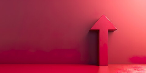 Poster - 3D illustration of red ascending arrow