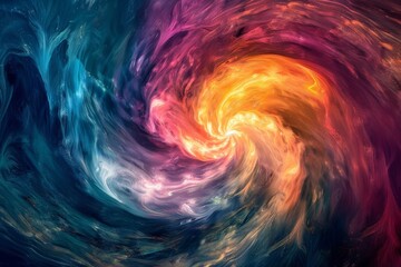 Poster - Vivid abstract background with a colorful swirl pattern blending from blue to orange tones
