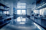 Fototapeta Przestrzenne - Image captures high-tech laboratory equipment arranged neatly within a pristine, clean laboratory environment