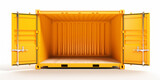 Fototapeta Do przedpokoju - yellow cargo ship container with open the door, transportation and shipping concept