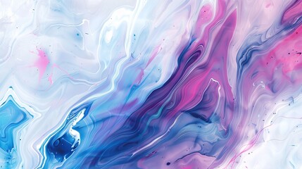 Aufkleber - A mesmerizing marbled mix of blue, pink, and white hues creates a dreamlike abstract landscape