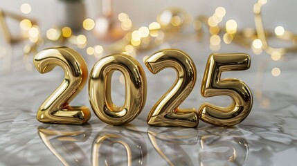 Wall Mural - Year 2025 in golden numbers , festival background, New Year, Happy New Year, Party, 16:9