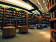 Library building with bookshelves