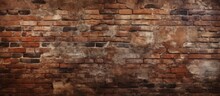 A Weathered Brick Wall Displaying A Grungy And Distressed Look With A Faded Surface And Aged Texture