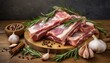 Fresh Ribs, pork meat, meat background, cuisine