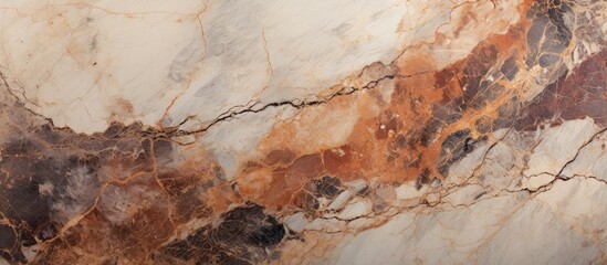 Poster - Detailed close-up image showing a marble slab with an intricate brown and white pattern, highlighting the beautiful design