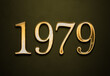 Old gold effect of 1979 number with 3D glossy style Mockup.