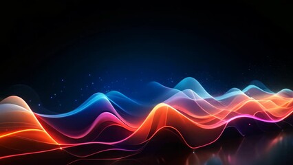 Wall Mural - Abstract technology background with glowing lines and particles. 3d illustration, Abstract digital wave technology with flowing particles, AI Generated