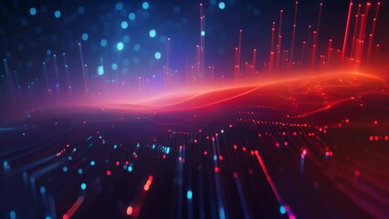 Leinwandbilder - 3d rendering of abstract digital background with particles and lines. Network concept, Abstract futuristic background Data Transfer, AI Generated