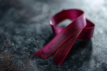 Poster - A ribbon is tied in a knot on a dark surface