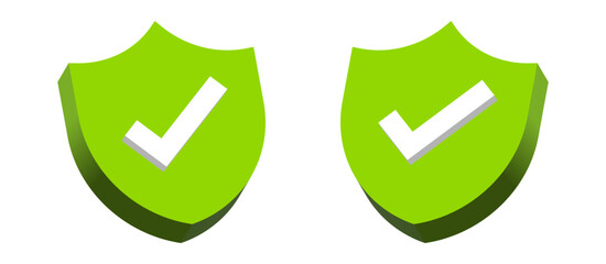 Leinwandbilder - 3d Shield check mark icon or security shield protection icon with tick symbol