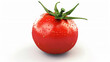 Red tomato with water droplets on white background