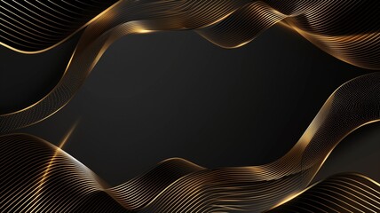 Wall Mural - Black background with grunge texture decorated with Shiny golden lines. black gold luxury background.