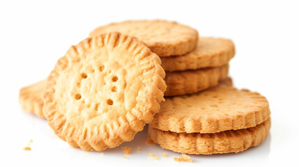 butter cookies isolated on white background. Generative Ai