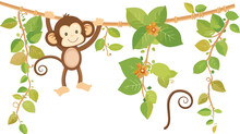Cute Cartoon Monkey Animal Hanging