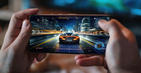 Wall Mural - generic UI design totally done by the contributor for mobile app street racing AAA game videogame gameplay UI design for smartphone, console or web 3.0 playing to earn gaming