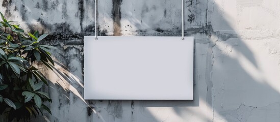 Canvas Print - White signboard hanging on the outdoor wall for display, placeholder