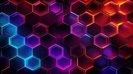 Poster - abstract hexagonal patterns with neon gradients for a futuristic feel