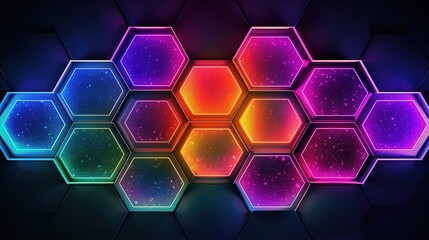 Wall Mural - abstract hexagonal patterns with neon gradients for a futuristic feel