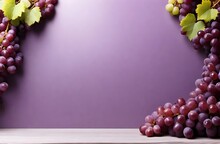 An Empty Light Purple Background Space, A Grapes Fruit Theme
