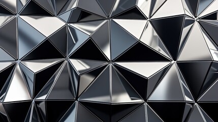 Sticker - grid of interconnected trapezoids in a harmonious composition with metallic and glossy finishes