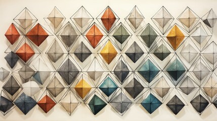 Wall Mural - grid of interconnected octahedrons in a captivating layout