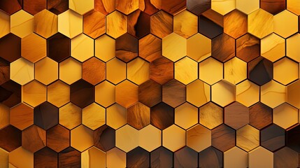 Wall Mural - hexagonal honeycomb pattern with a honey inspired color scheme invoking a natural and organic feel