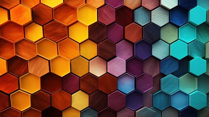 Wall Mural - hexagonal honeycomb pattern with a harmonious color scheme