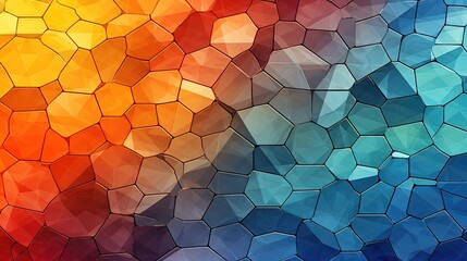 Poster - mosaic of interlocking polygons in vibrant colors