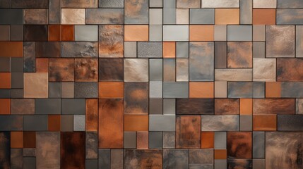 Wall Mural - rectangular tiles with a mosaic pattern and textured surface