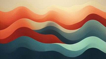 Poster - triangular waves with a retro inspired color palette