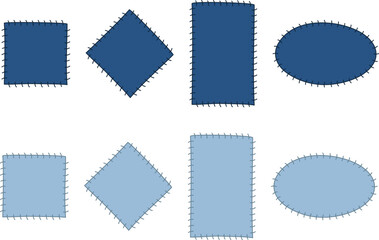 denim sewing patch with whip stitch border frame template clipart