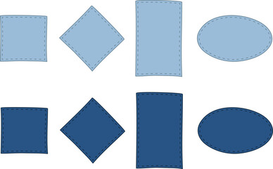 denim sewing patch with stitches border frame template clipart