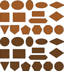 leather patches frame or label template clipart - light and dark brown colors