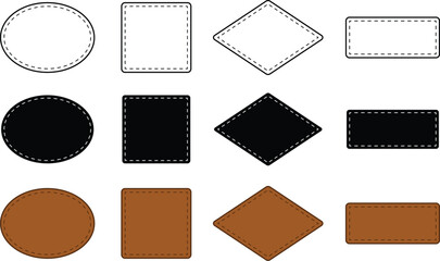 leather patches label template clipart - outline, silhouette & color