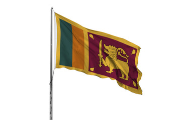 Wall Mural - Waving Sri Lanka country flag, isolated, white background, national, nationality, close up