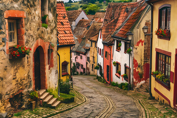 Wall Mural - narrow street in the town