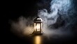 Mysterious Lantern in Foggy Darkness