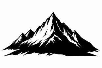 Sticker - Mountains black silhouette vector with white background.